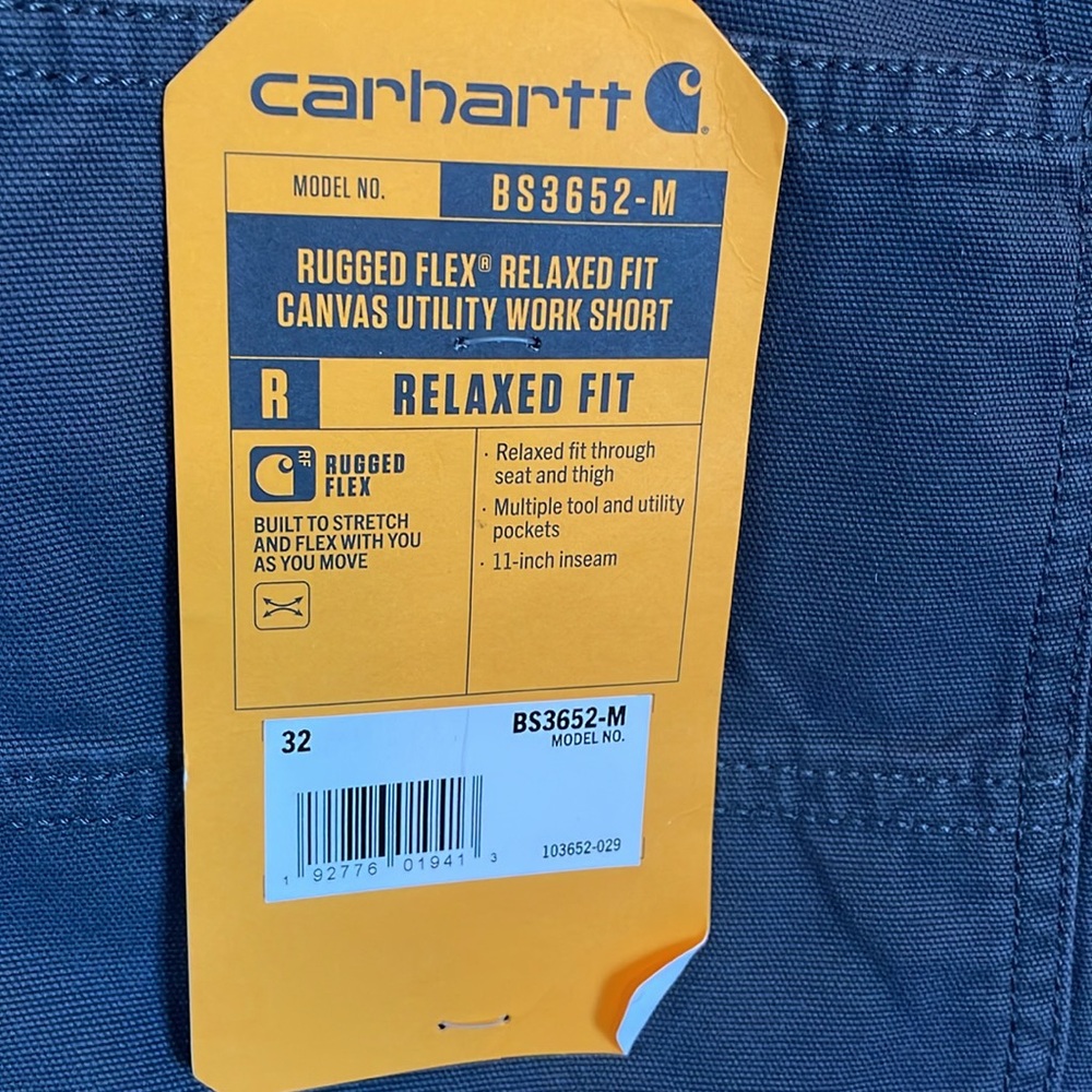 NWT carhartt rugged flex relaxed fit canvas utility work short gray size 32 - Picture 4 of 5